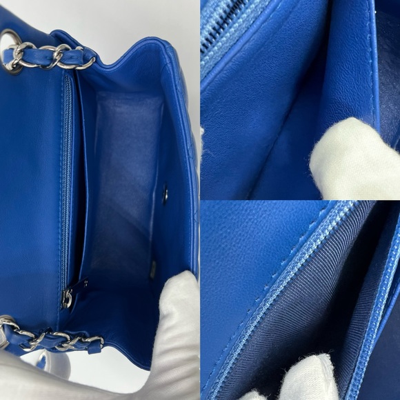 Authentic Chanel Classic quilted Royal blue in lambskin Mini square flap - Picture 14 of 17